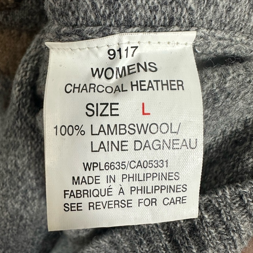 Woolrich Vintage Gray Holiday Appliqué Patch Sweater 100%Lambswool Size Large - Picture 8 of 9